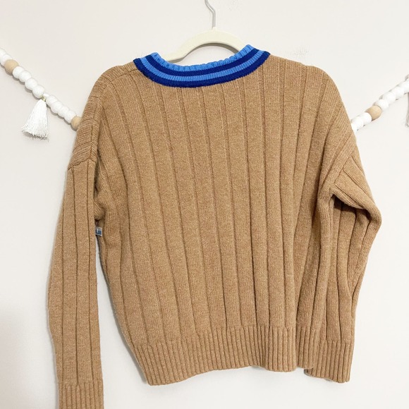 NEW Madewell Tipped Forrest V-Neck Sweater Heather Caramel Women's Size Small - Picture 8 of 8
